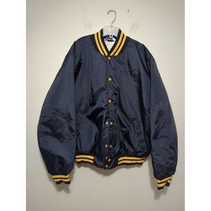 VTG Rennoc Mens Phoenix Club Aurora‎ Illinois Blue Satin Bomber Jacket USA Sz 3X